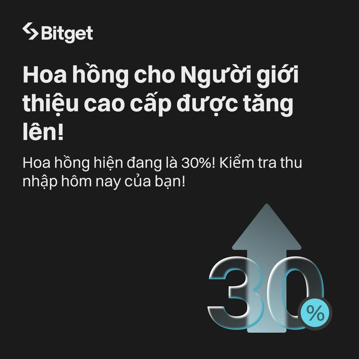 Bitget ra mắt chương trình: Người giới thiệu cao cấp mức hoa hồng tới 30%