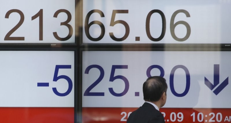 The Latest: European shares open lower after US-led slide