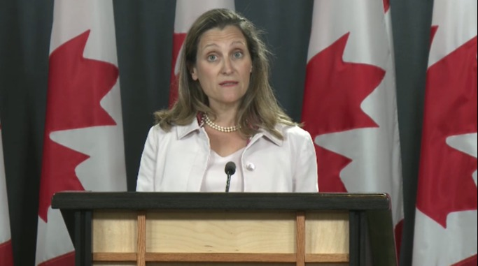 Canada's Deputy Prime Minister and Minister of Finance Chrystia Freeland