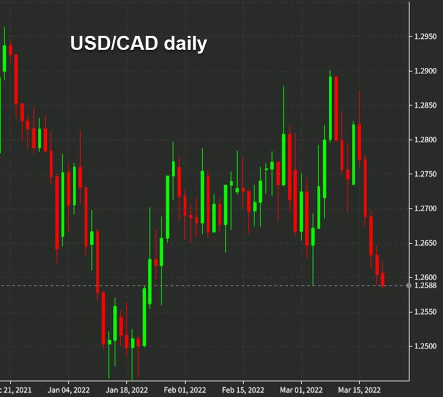 USDCAD hàng ngày ngày 21 tháng 3