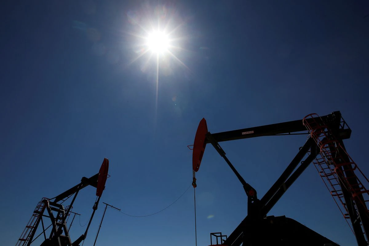 Oil rigs are seen at Vaca Muerta shale oil and gas drilling, in the Patagonian province of Neuquen