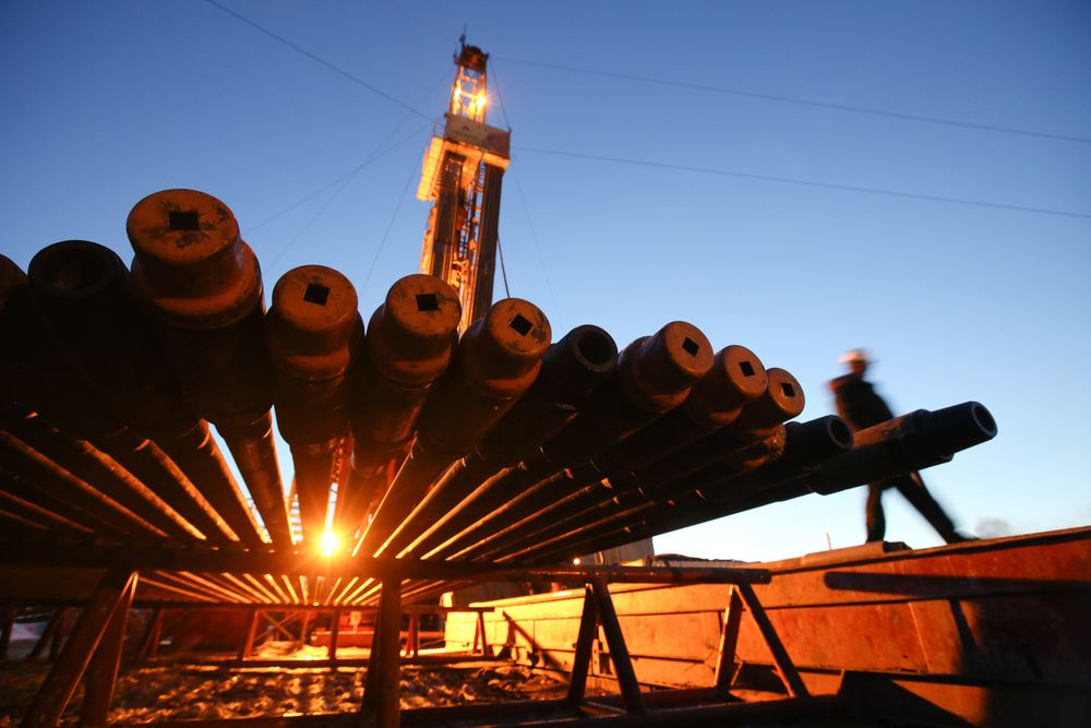 Drilling rig in Nizhnevartovsk, Russia.