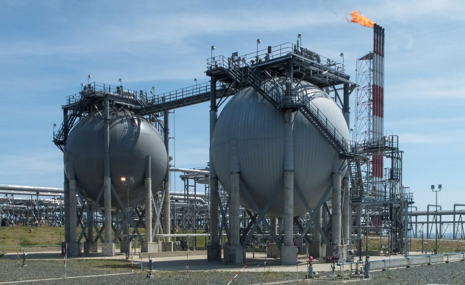 A general view of the liquefied natural gas plant operated by Sakhalin Energy at Prigorodnoye on the Pacific island of Sakhalin