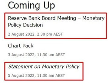 rba week ahead 01 August 2022