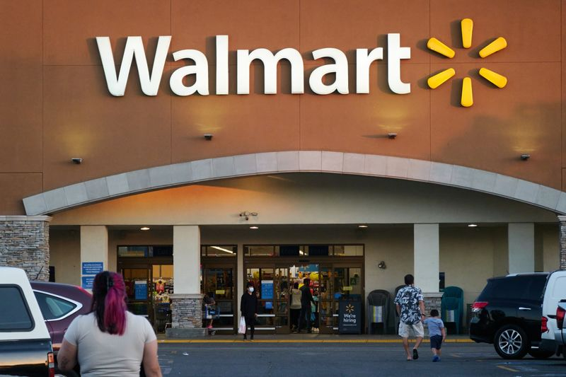 Customers outside at a Walmart store in Torrance, California, US.