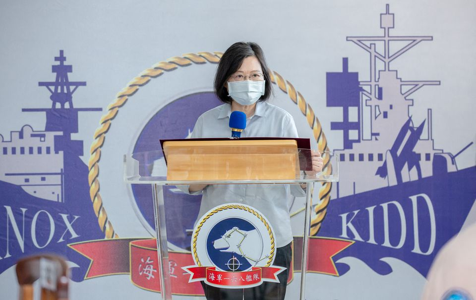 Taiwan's President Tsai Ing-wen visits a naval base in Suao, Taiwan