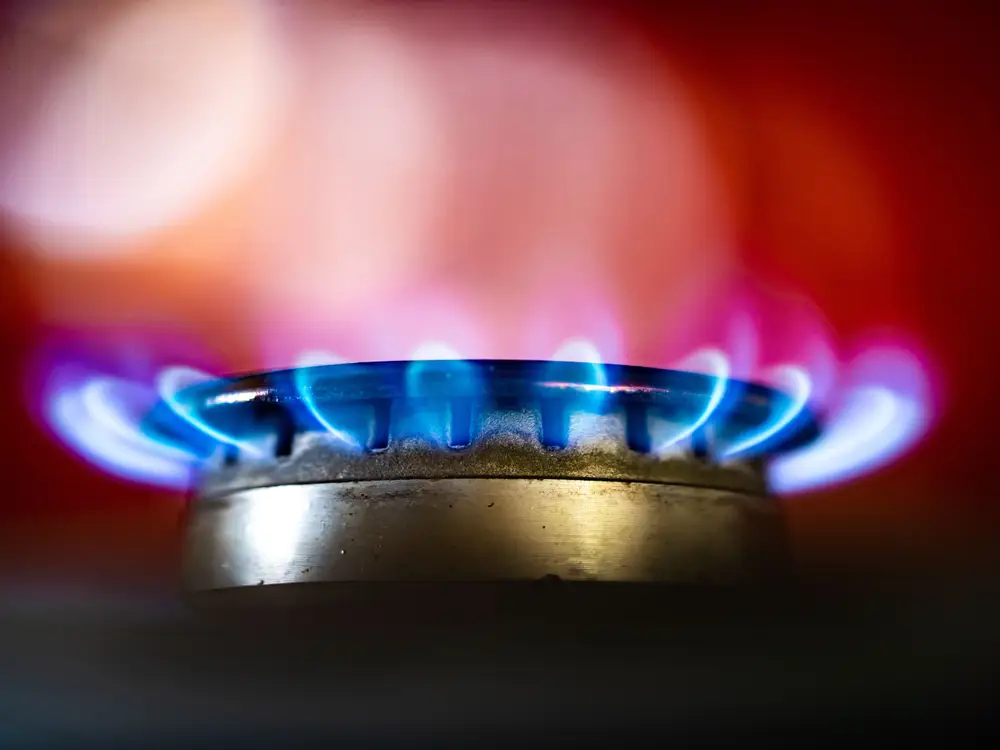 Gas stove with flame