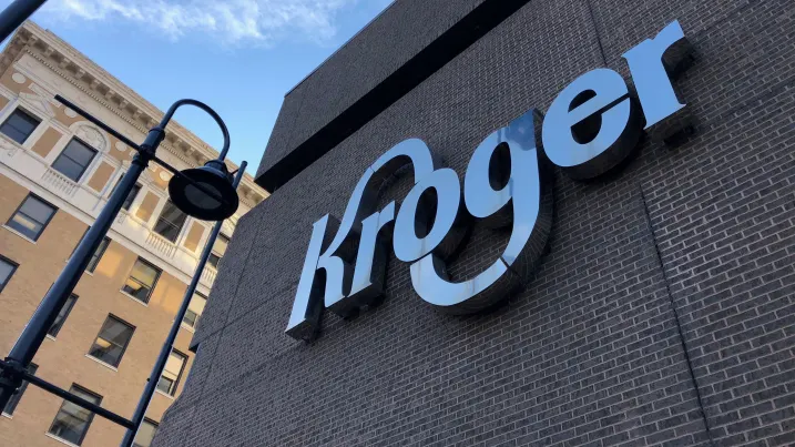 The Kroger supermarket chain's headquarters is shown in Cincinnati, Ohio.