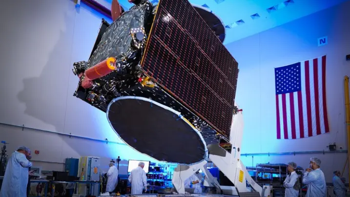 Inside the company's Palo Alto, California manufacturing facility, where the Galaxy 35 satellite was being readied for delivery to Intelsat.