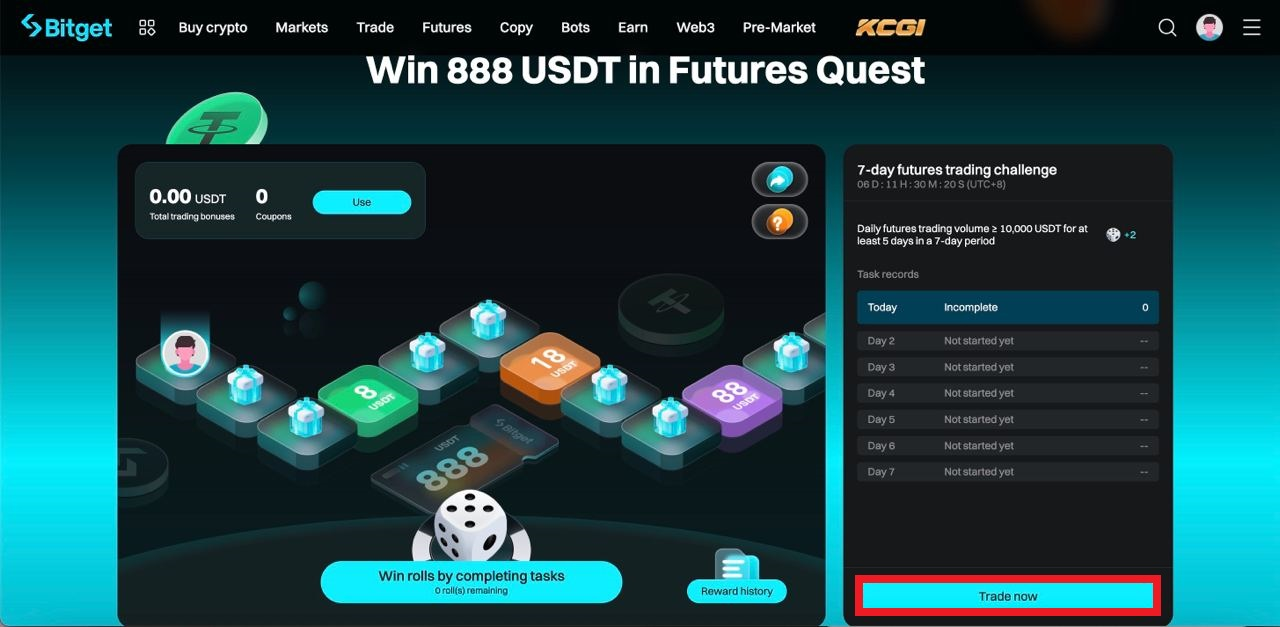 Futures Quest của Bitget: Trò chơi đầy thú vị và phần thưởng hấp dẫn dành cho các nhà giao dịch futures image 1