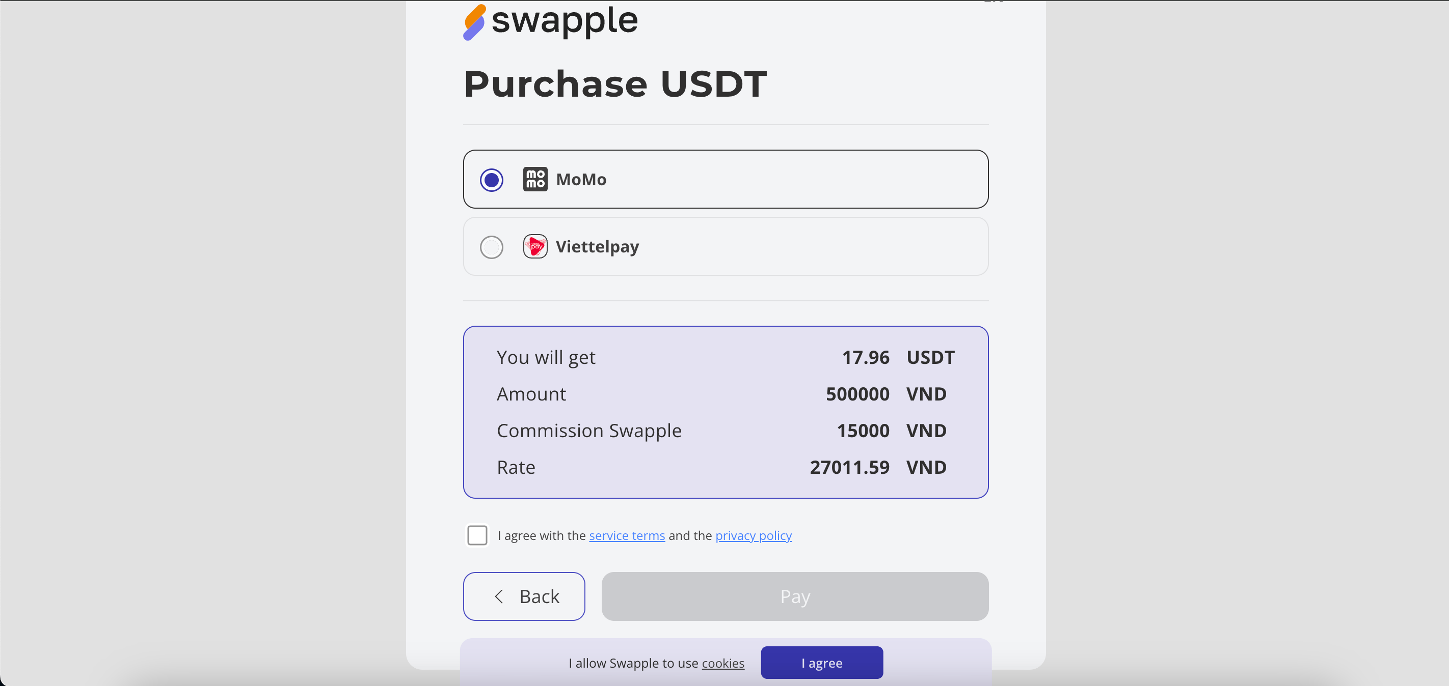 Làm thế nào để mua tiền điện tử bằng GEO Pay(Swapple)?  image 4