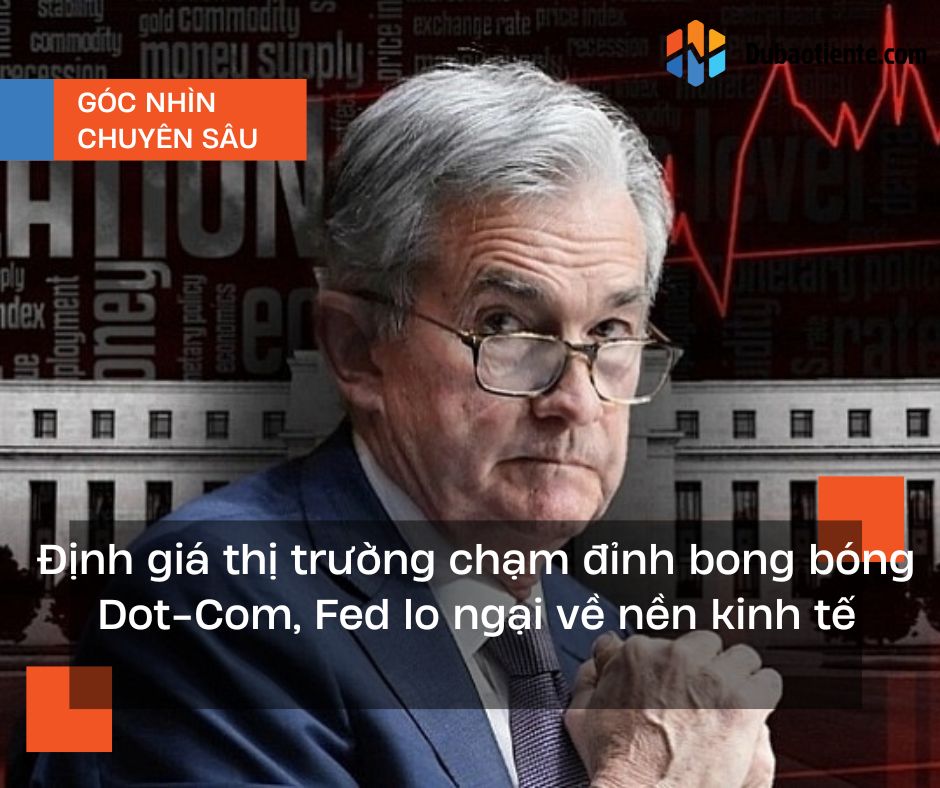 Định giá thị trường gần chạm đỉnh bong bóng Dot-Com, Fed lo ngại về nền kinh tế