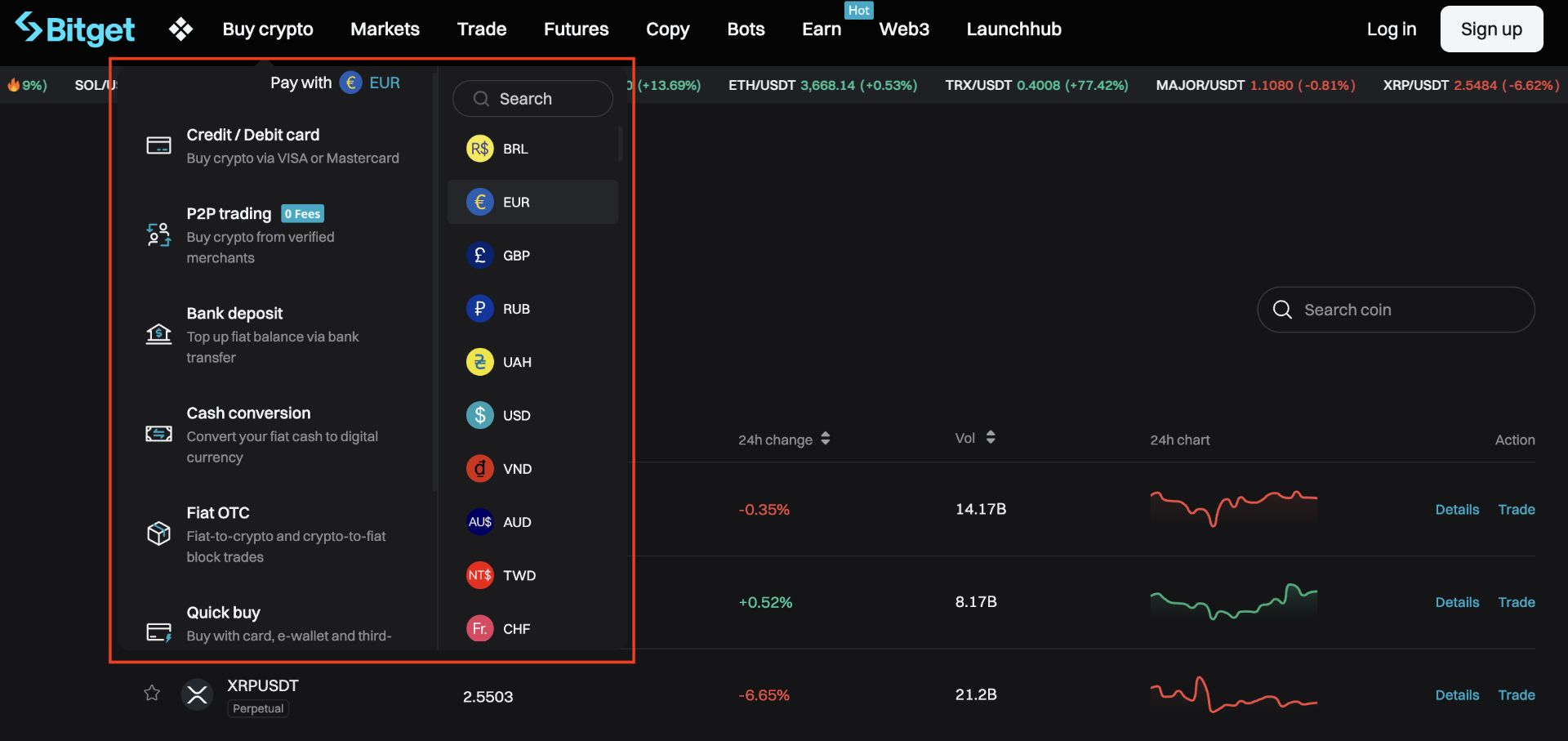 Hướng dẫn dành cho người mới về cách mua tiền điện tử và tiền fiat trên Bitget image 0