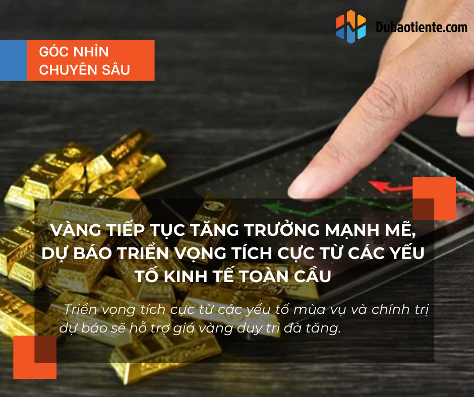 Vàng tiếp tục tăng trưởng mạnh mẽ, dự báo triển vọng tích cực từ các yếu tố kinh tế toàn cầu